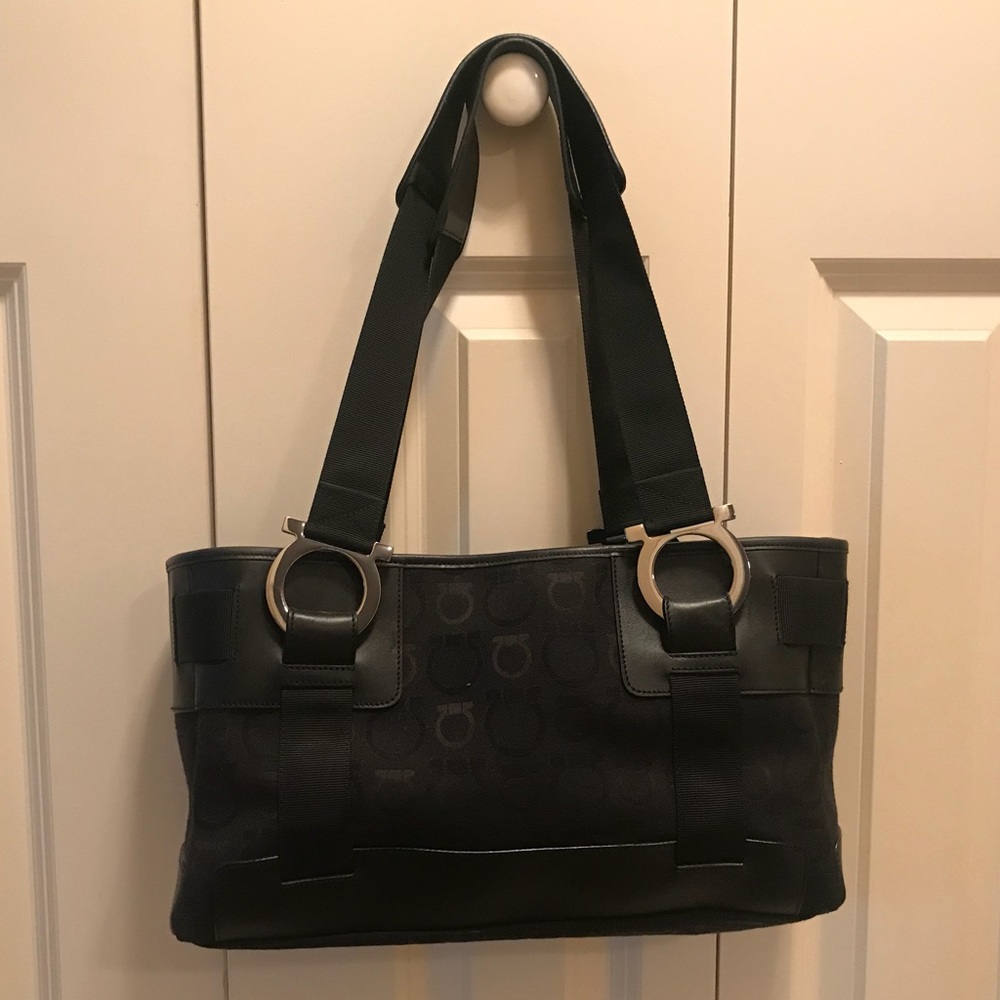 Auth. Salvatore Ferragamo Nylon Bag & Wallet